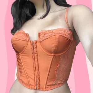 sexy orange lacy corset bustier top!